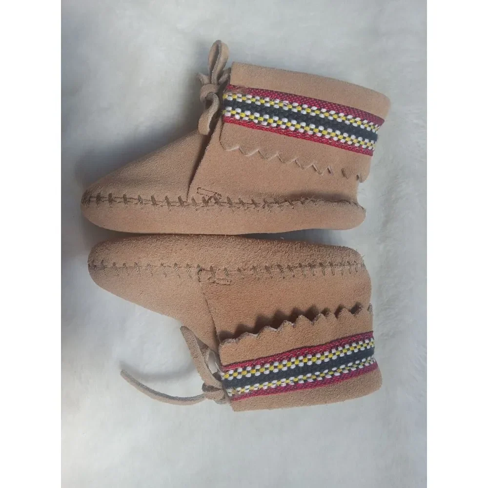 Vintage Childs Minnetonka Moccasin Bootie Boots Size 5 Toddler Baby Brown Suede‎